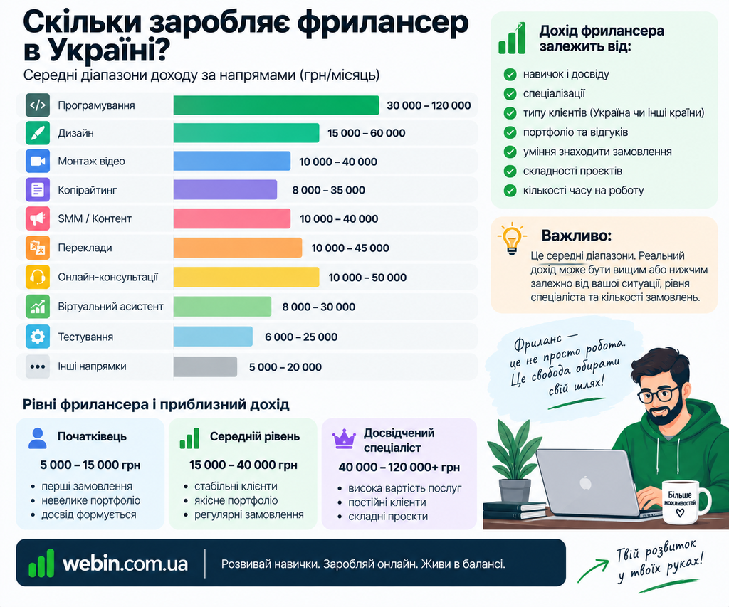 Скільки може заробляти фрилансер за місяць